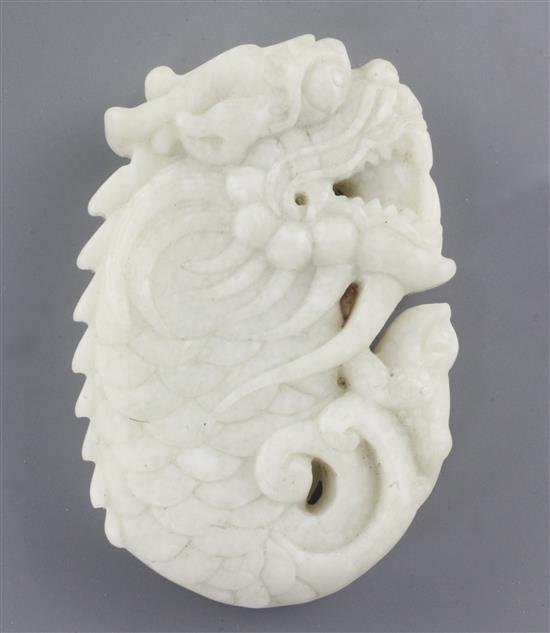 A Chinese hardstone carving of a fish-dragon, 6.5cm